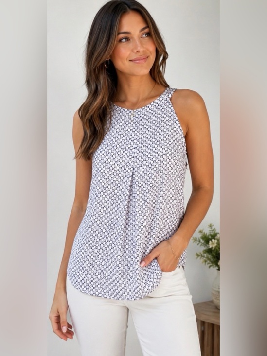 CAbi Tops - CAbi Priscilla Sleeveless Blouse Button Front Purple White Corpcore Librarian S